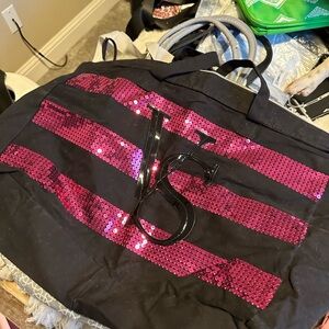 Victoria's Secret Black and Pink Travel Bags with Metallic Finish